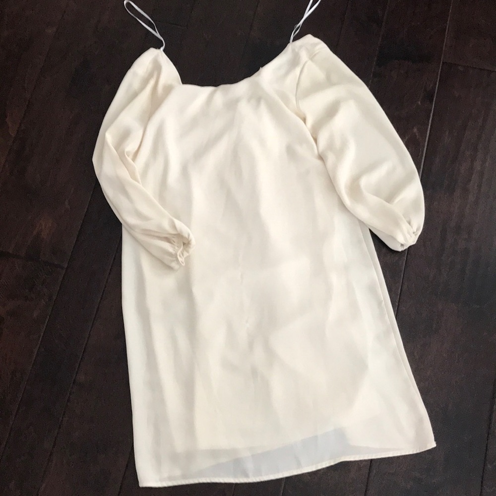 Short cream colored long sleeve dress